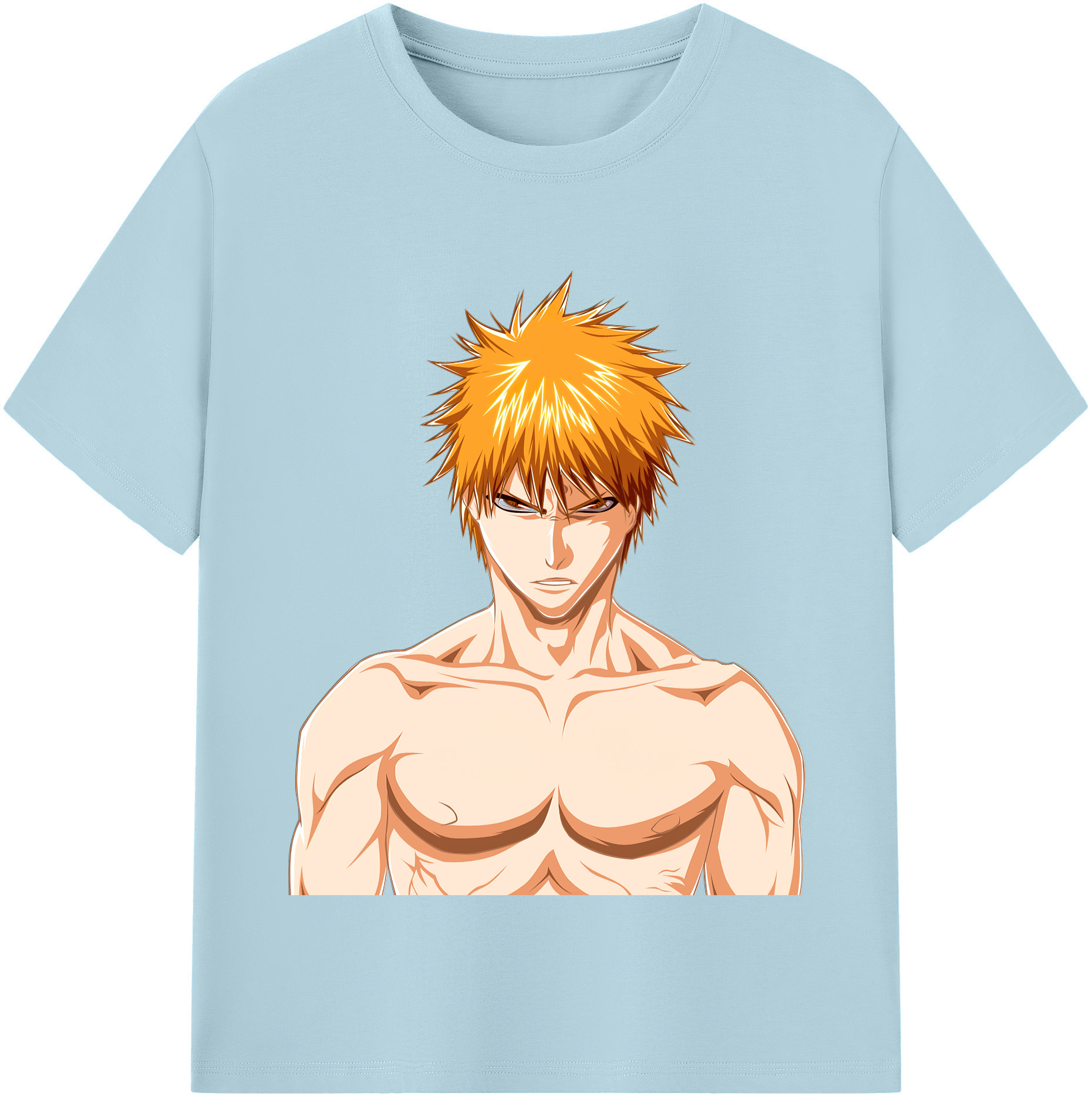 （画像用） ブリーチ 黒崎一護（くろさき いちご）BLEACH Kurosaki Ichigo 綿100％半袖Tシャツ（フロントプリント）